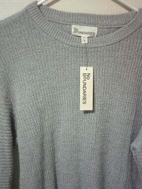 MEN'S NO BOUNDARIES KNIT CREW NECK GRAVEL GRAY SWEATER SIZE M LIGHTWEIGHT NWT 👨